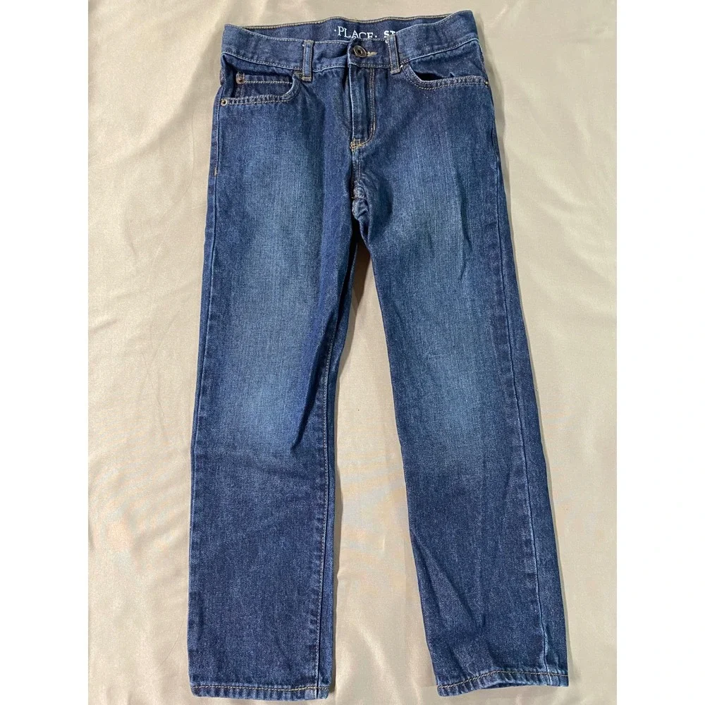 The Childrens Place Straight Leg Jeans - Size 8 Kids Denim Pants‎ Dark Wash